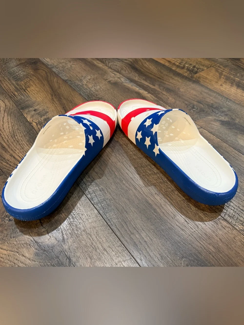 CROCS Kids' Red White & Blue Star Slide Sandals